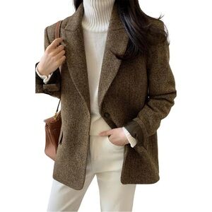 Women's Brown Herringbone Coat